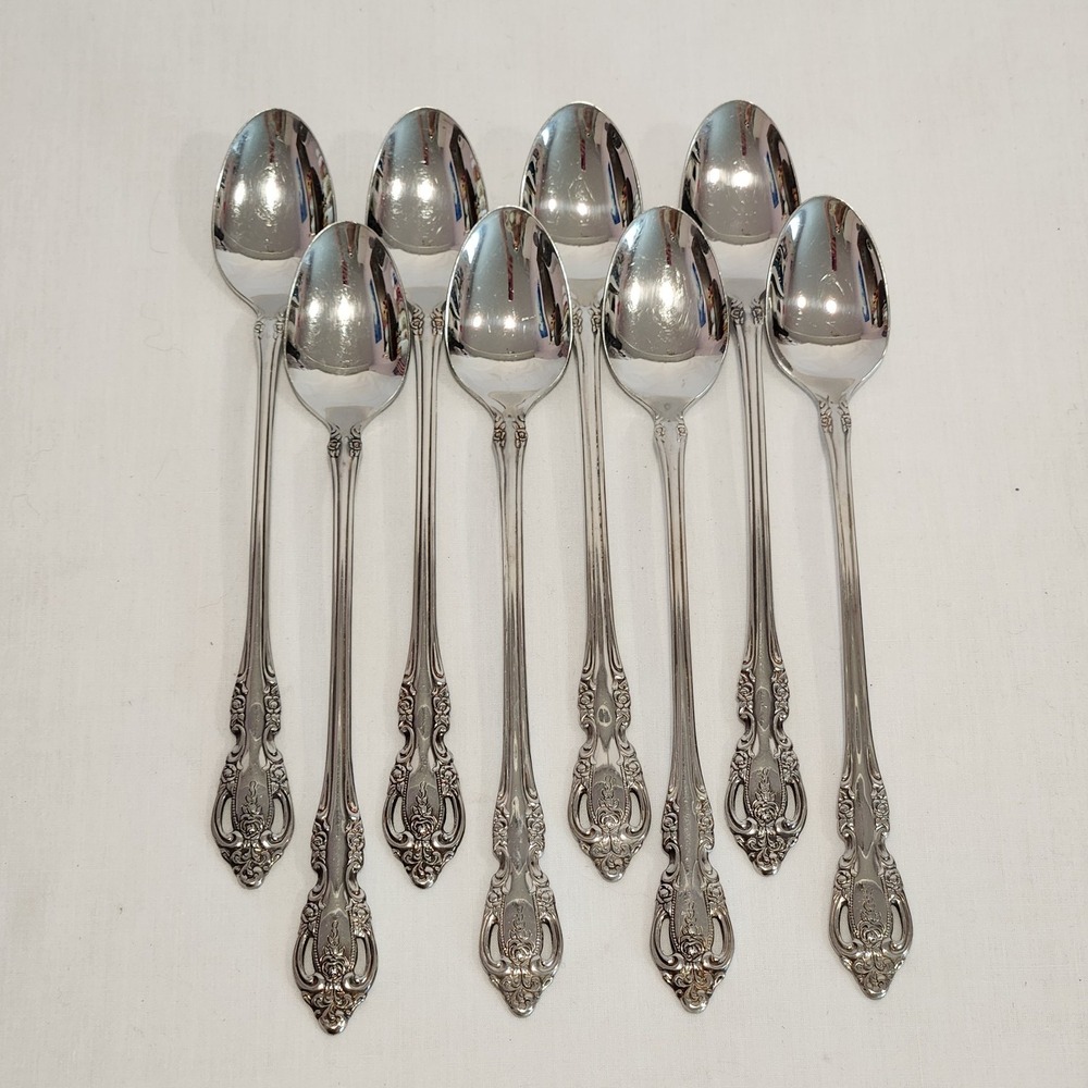 8 Oneida BRAHMS 7.5" Long Iced Tea Spoons Community Stainless Excellent‎